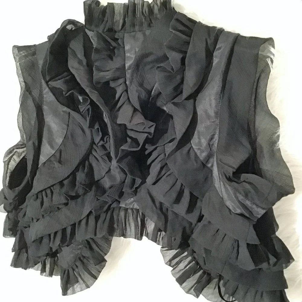 NWT - Black Designer Ruffle Shrug - Picture 2 of 4